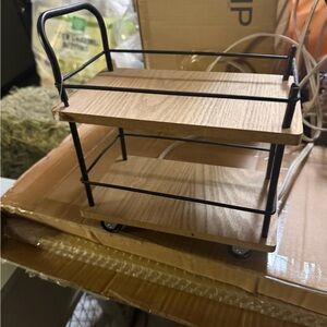 Wood and Metal Rolling Cart